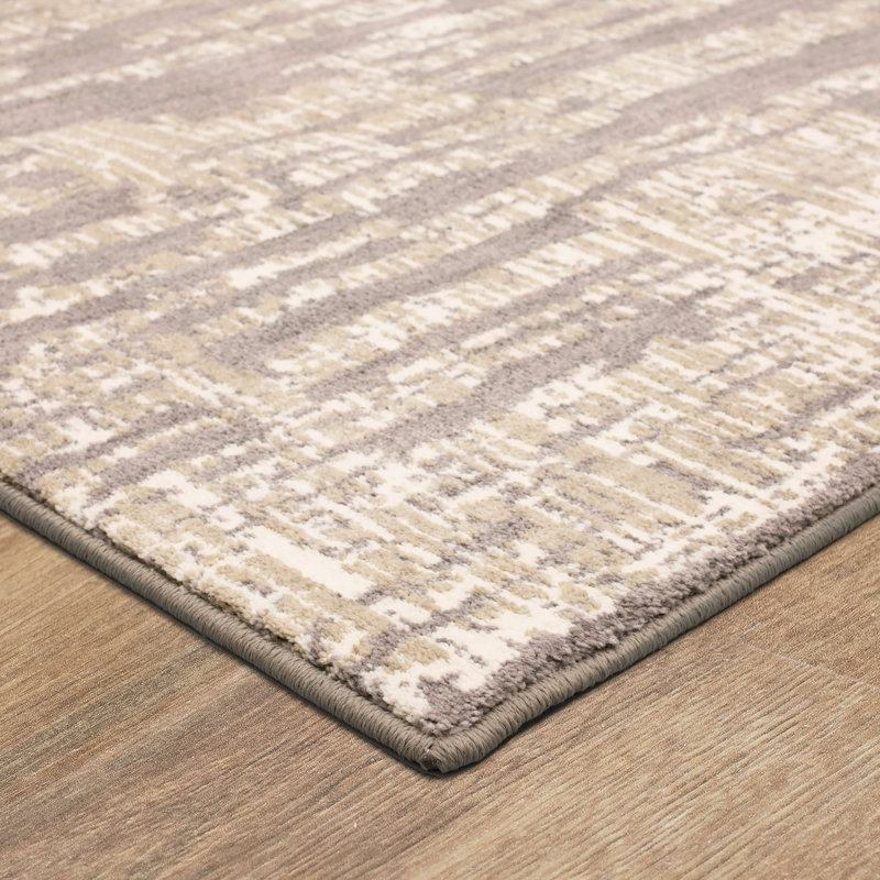 Matrix Abstract Gray Viscose & Silk Runner Rug 2'4" x 7'10"