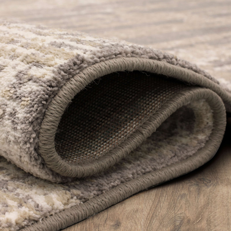 Matrix Abstract Gray Viscose & Silk Runner Rug 2'4" x 7'10"