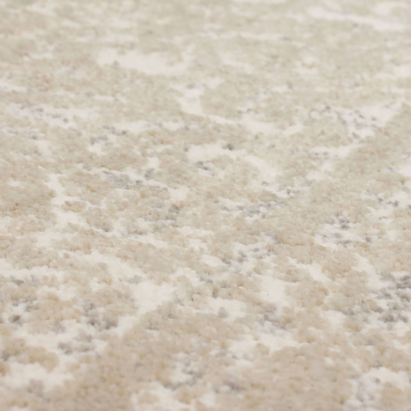 Ivory Abstract Rectangular Viscose-Silk Blend Rug