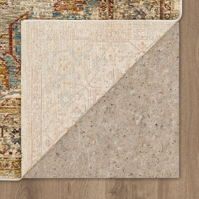 Luminous Blue Vintage-Style 9'x12' Area Rug with Micro-Fringe