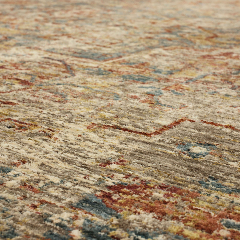 Luminous Blue Vintage-Style 9'x12' Area Rug with Micro-Fringe