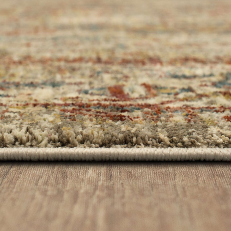 Luminous Blue Vintage-Style 9'x12' Area Rug with Micro-Fringe