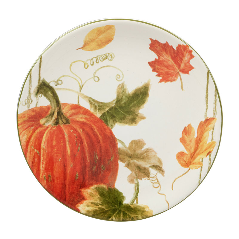 Autumn Harvest Ceramic Salad and Dessert Plates Set