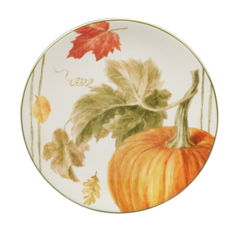 Autumn Harvest Ceramic Salad and Dessert Plates Set