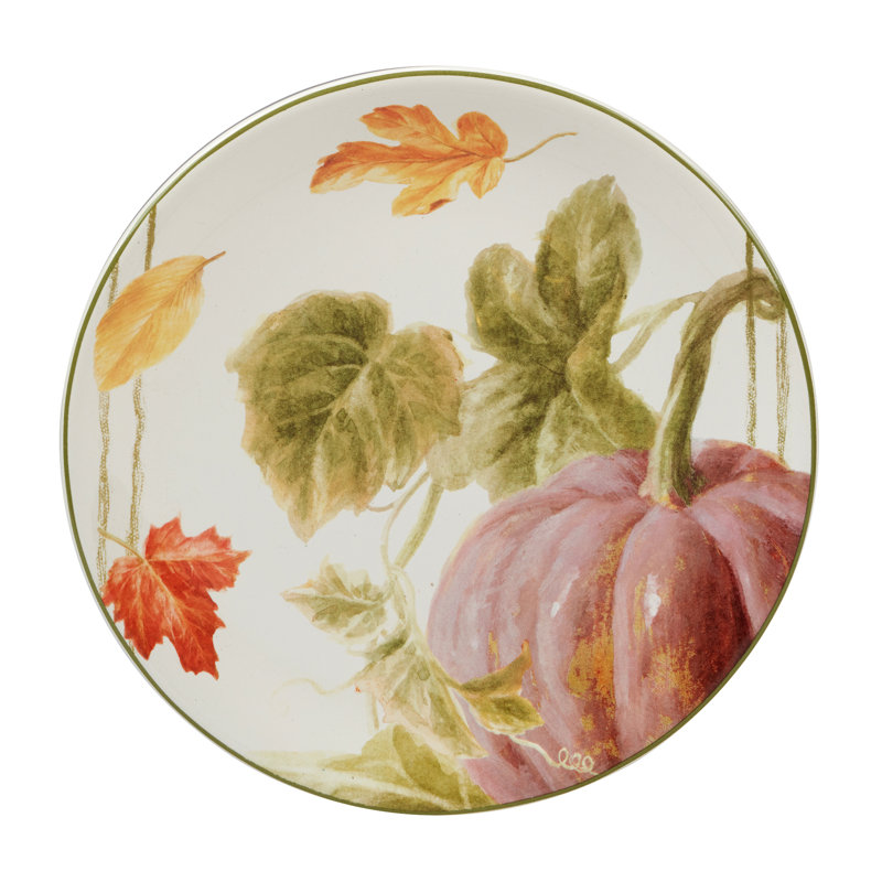 Autumn Harvest Ceramic Salad and Dessert Plates Set