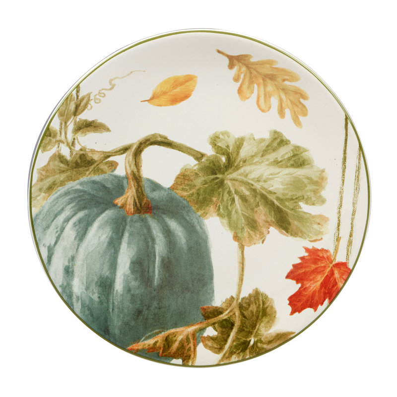 Autumn Harvest Ceramic Salad and Dessert Plates Set