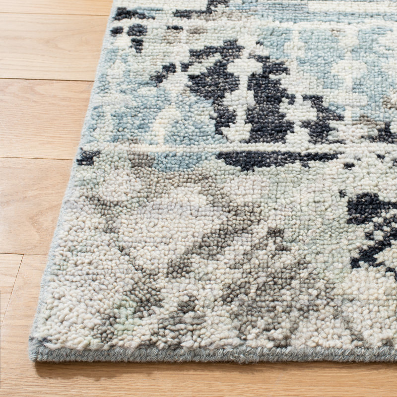 Gray Hand-Knotted Wool Rectangular 6' x 9' Rug