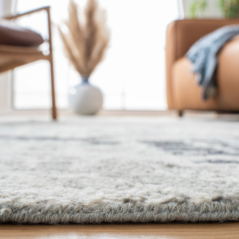 Gray Hand-Knotted Wool Rectangular 6' x 9' Rug