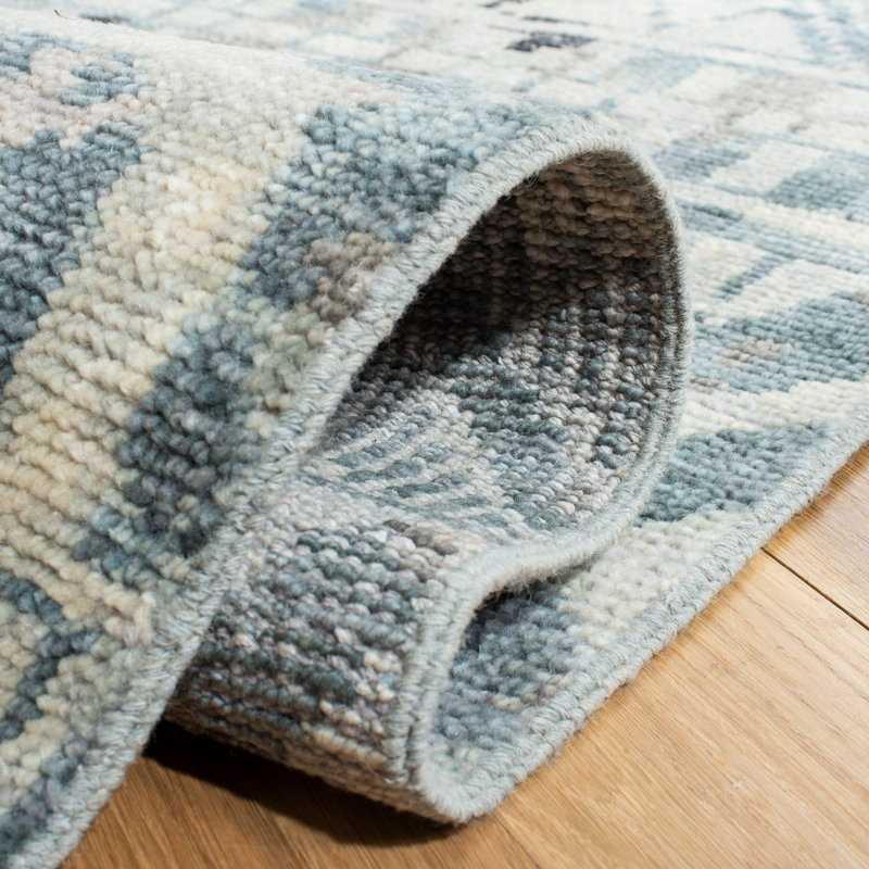 Gray Hand-Knotted Wool Rectangular 6' x 9' Rug