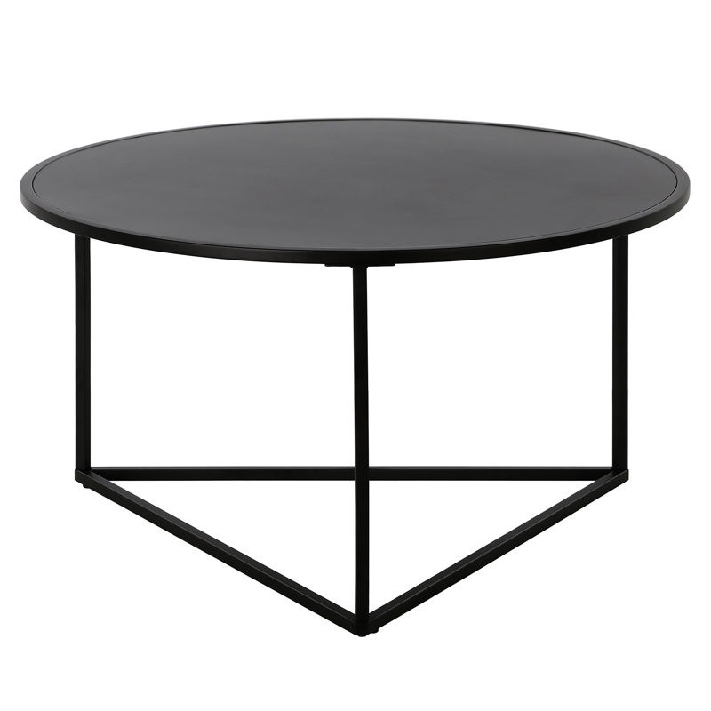 Scandinavian Minimalist Blackened Bronze Metal Round Coffee Table