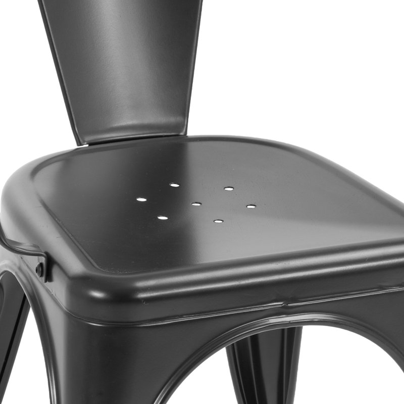 Black Metal Indoor Outdoor Stackable Dining Side Chair Set