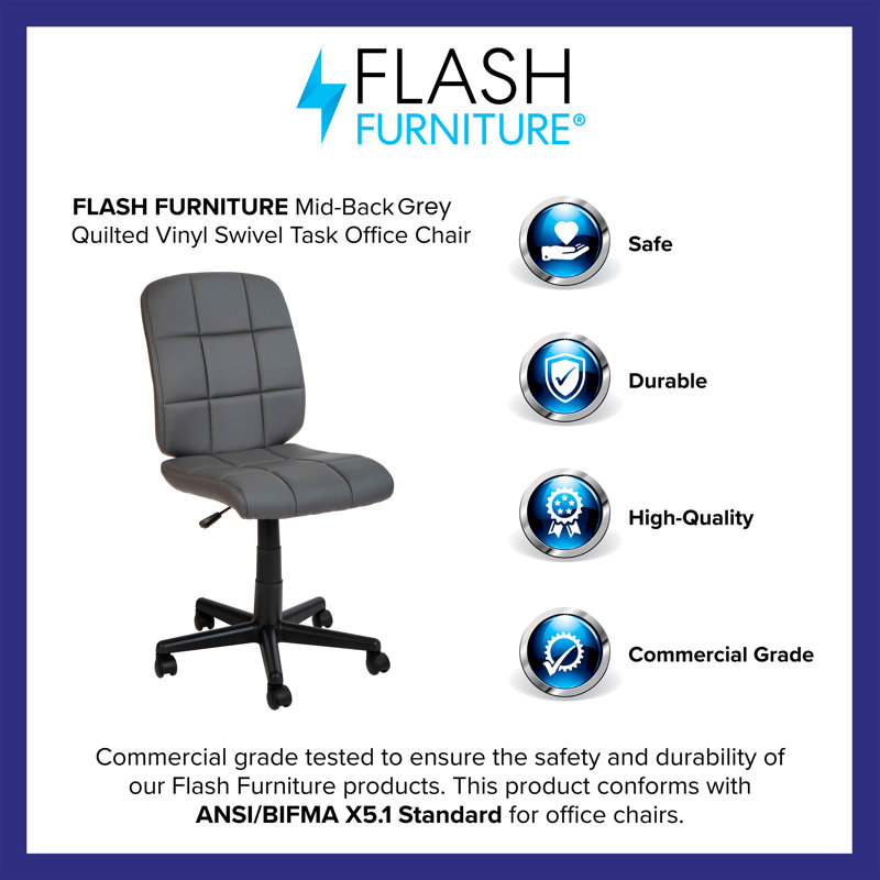 Sleek Modern Gray Vinyl Armless Swivel Task Chair