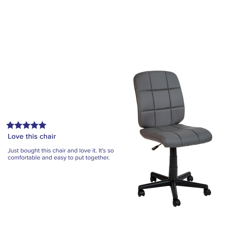 Sleek Modern Gray Vinyl Armless Swivel Task Chair