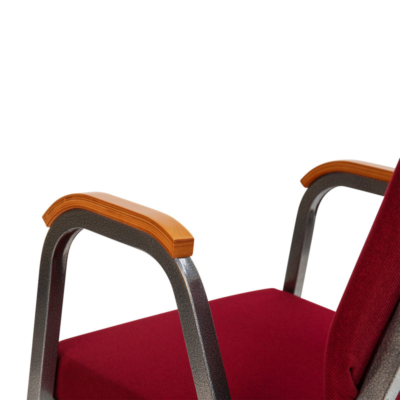 Elegant Burgundy Fabric 21" Stackable Church Chair with Silver Vein Frame
