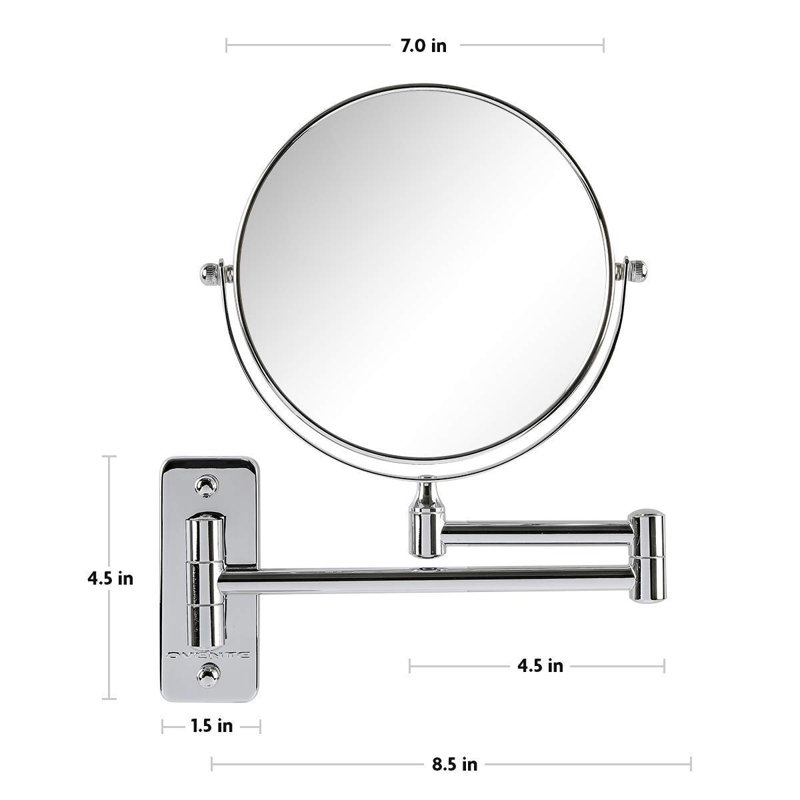 Polished Chrome Dual-Sided 7X Magnifying Wall Mirror