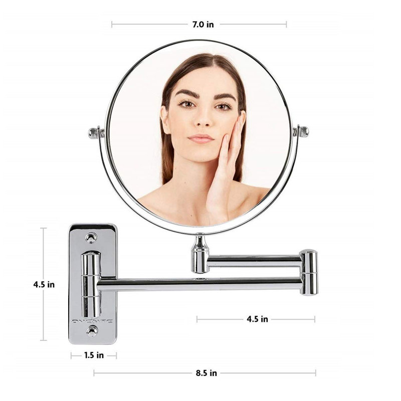 Polished Chrome Dual-Sided 7X Magnifying Wall Mirror