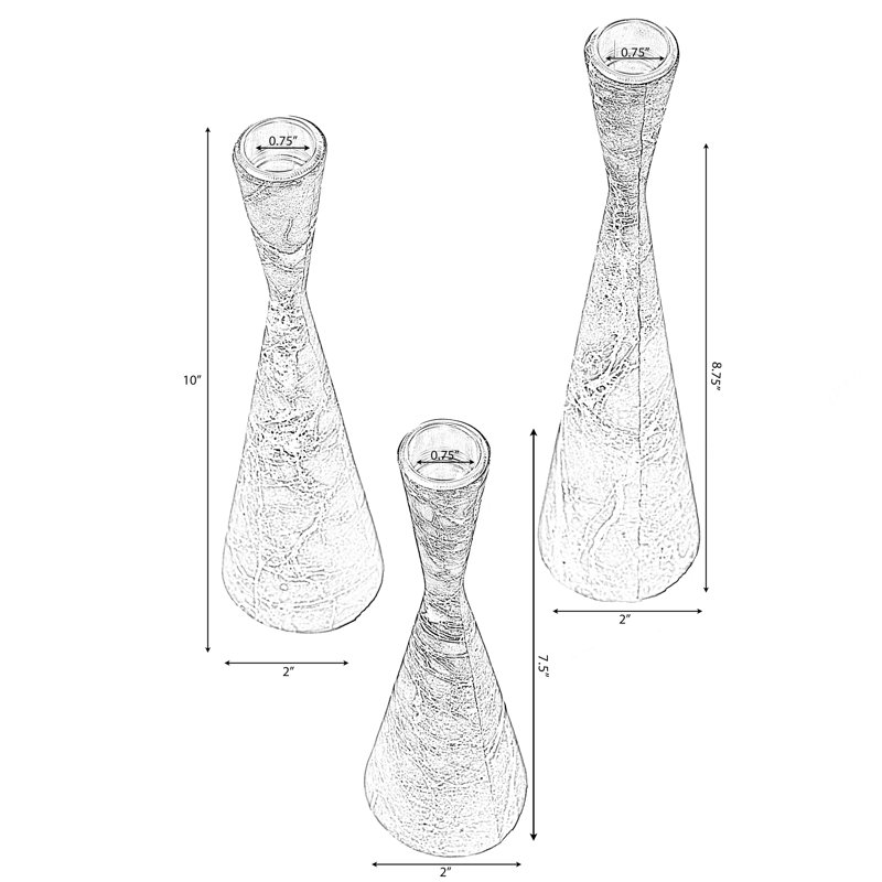 Elegant Gray Marble Resin Taper Candlestick Trio for Tabletop Decor