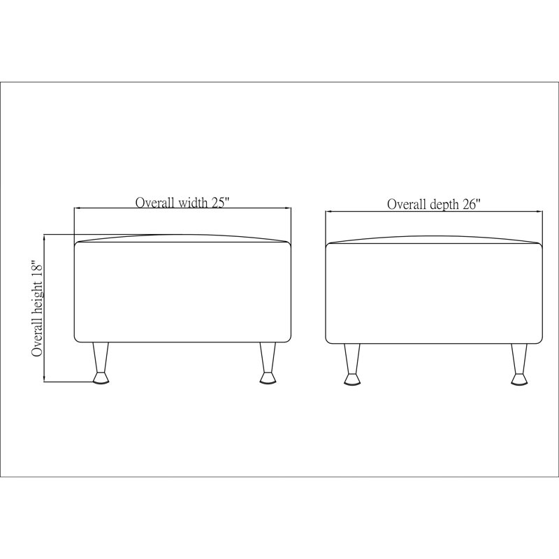 Black Leather Lounge Bench with Brushed Aluminum Legs