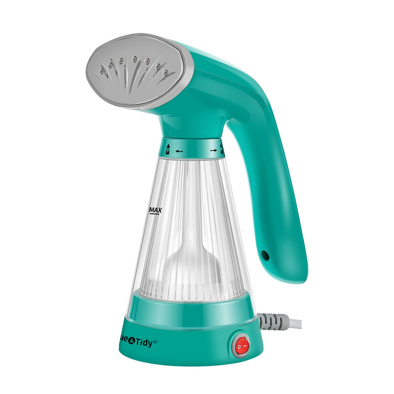 Teal Handheld Garment Steamer with Clear Ribbed Water Tank