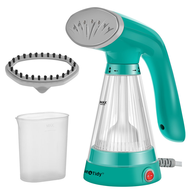 Teal Handheld Garment Steamer with Clear Ribbed Water Tank