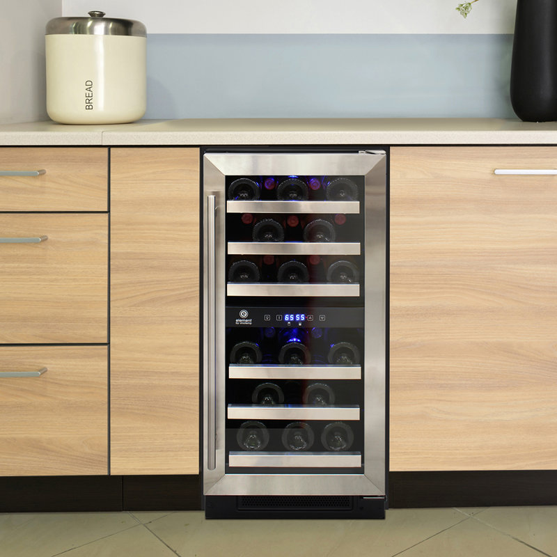 Compact Stainless Steel Dual-Zone Wine Cooler with Interior Lighting