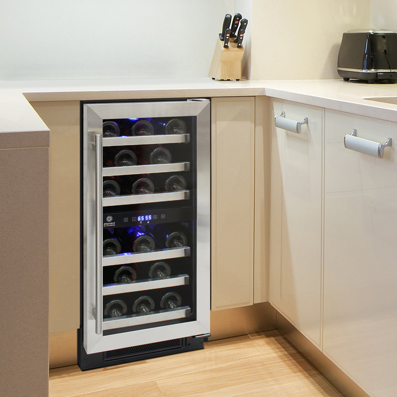 Compact Stainless Steel Dual-Zone Wine Cooler with Interior Lighting