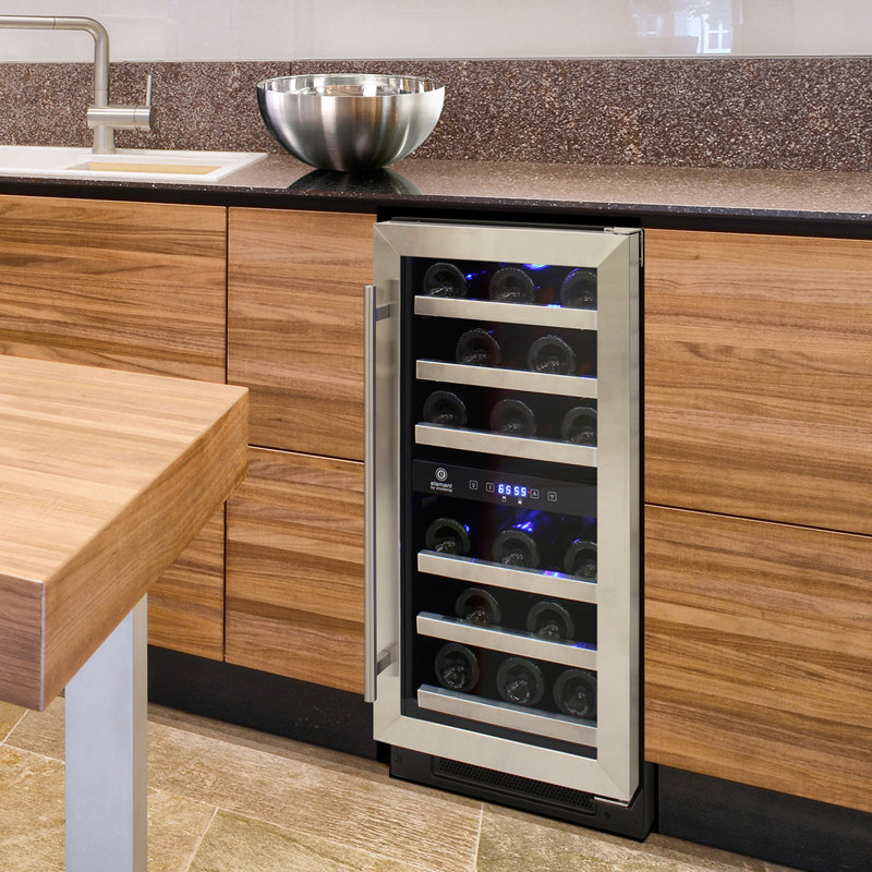 Compact Stainless Steel Dual-Zone Wine Cooler with Interior Lighting