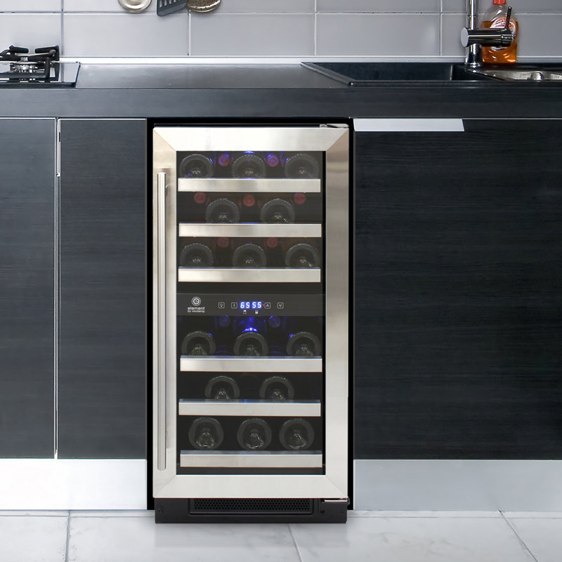 Compact Stainless Steel Dual-Zone Wine Cooler with Interior Lighting