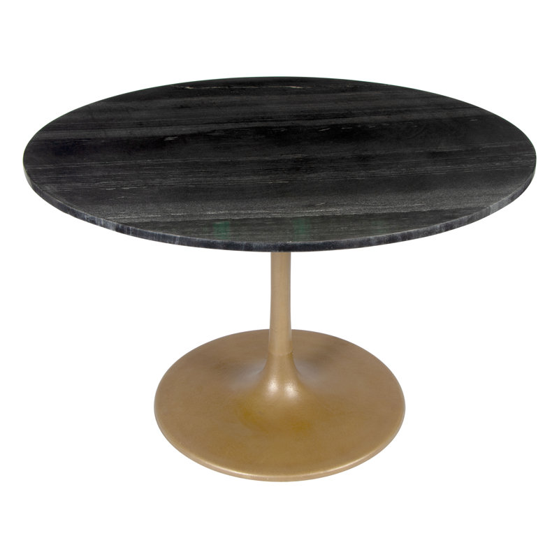 Black Marble and Gold Pedestal Round Dining Table