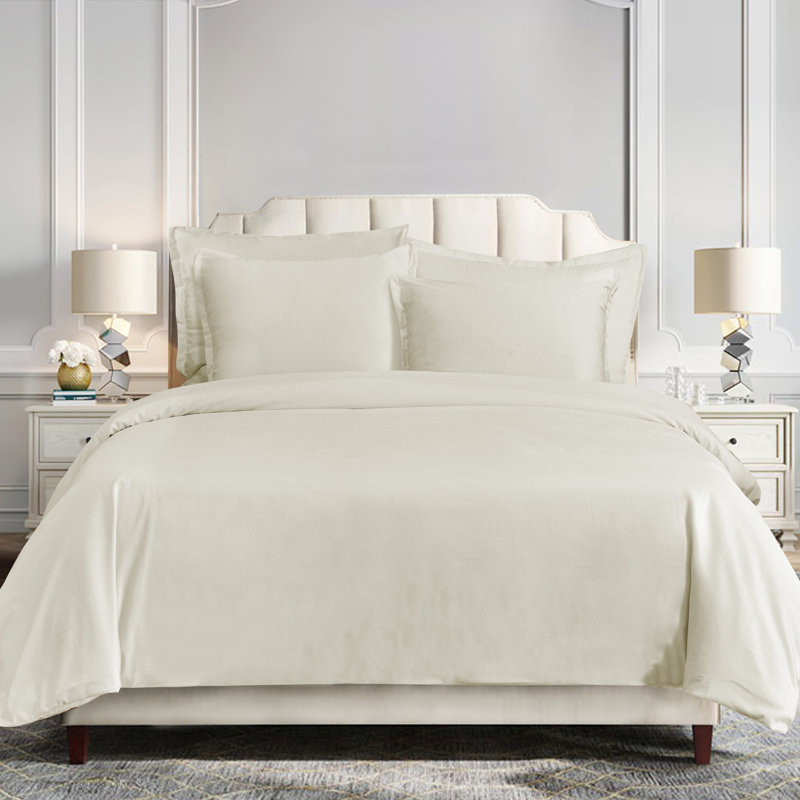 Cream Queen Microfiber Duvet Cover Set with Pillow Shams
