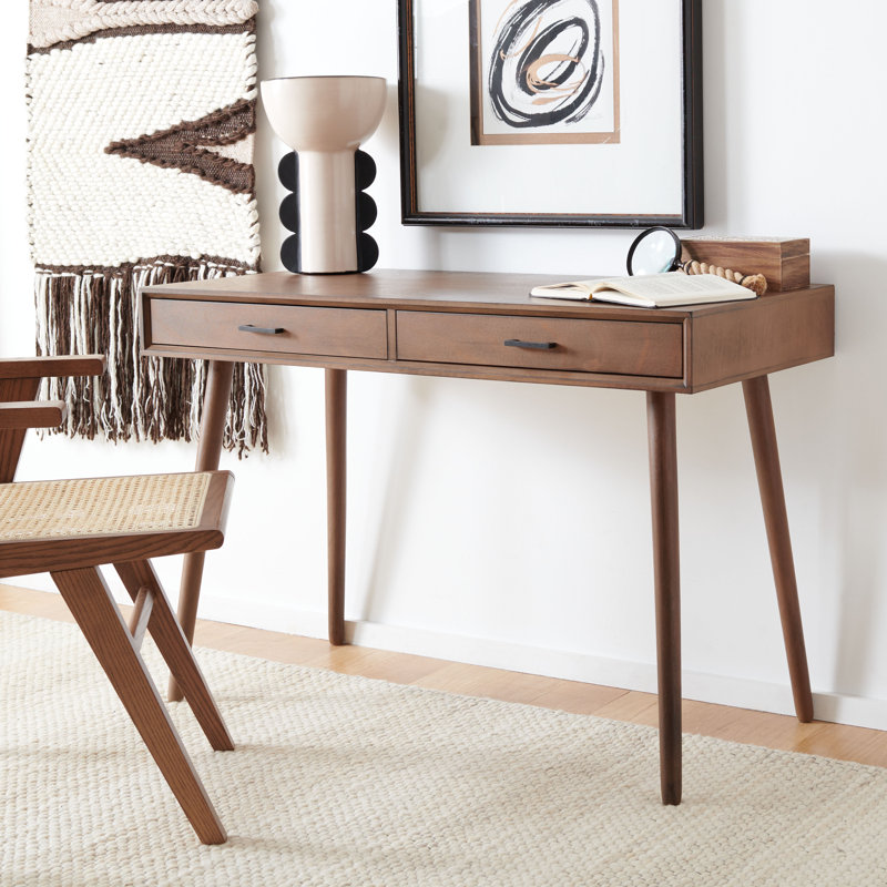 Hawthorn Mid-Century 47'' Brown Wood 2-Drawer Desk