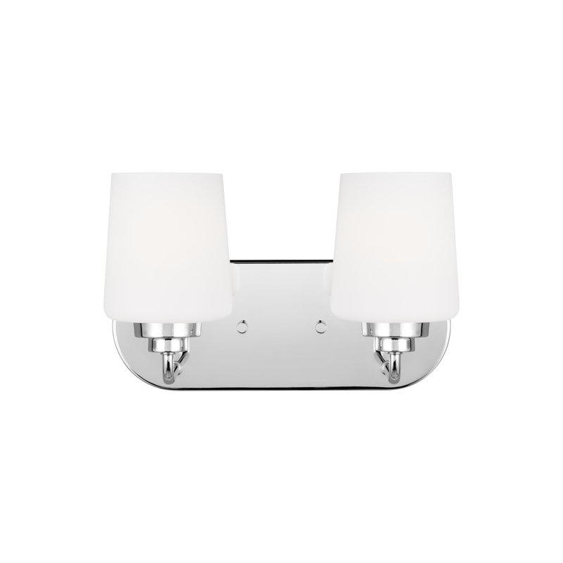 Elegance Chrome 2-Light Vanity with Etched White Glass Shade