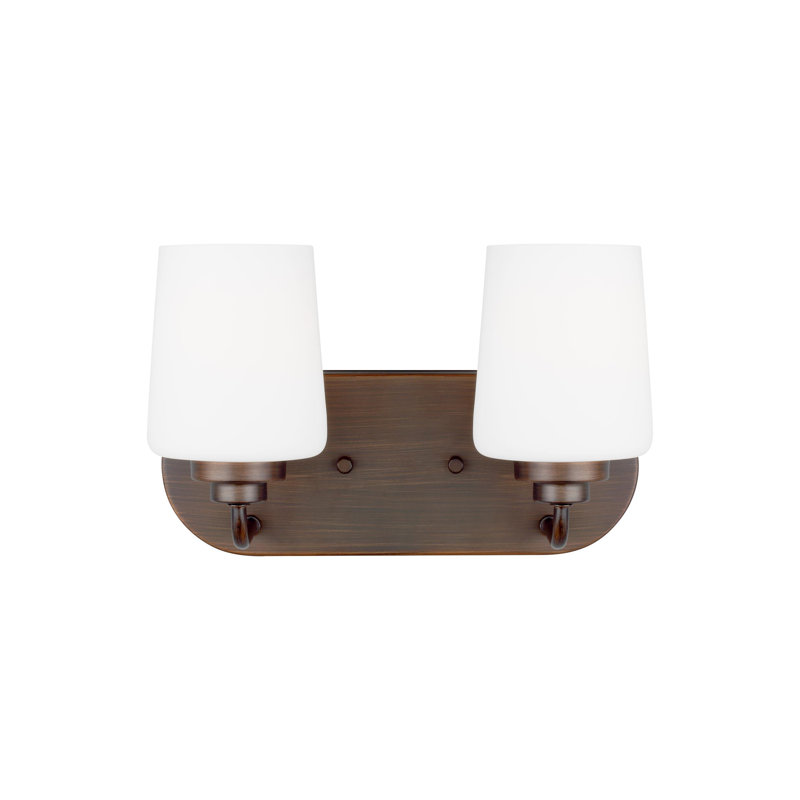 Windom Transitional 2-Light Bronze Vanity with Etched Opal Glass