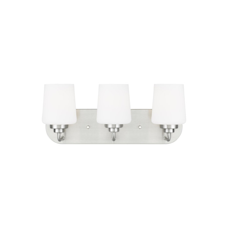 Windom Transitional 3-Light Vanity in Brushed Nickel with Etched Glass