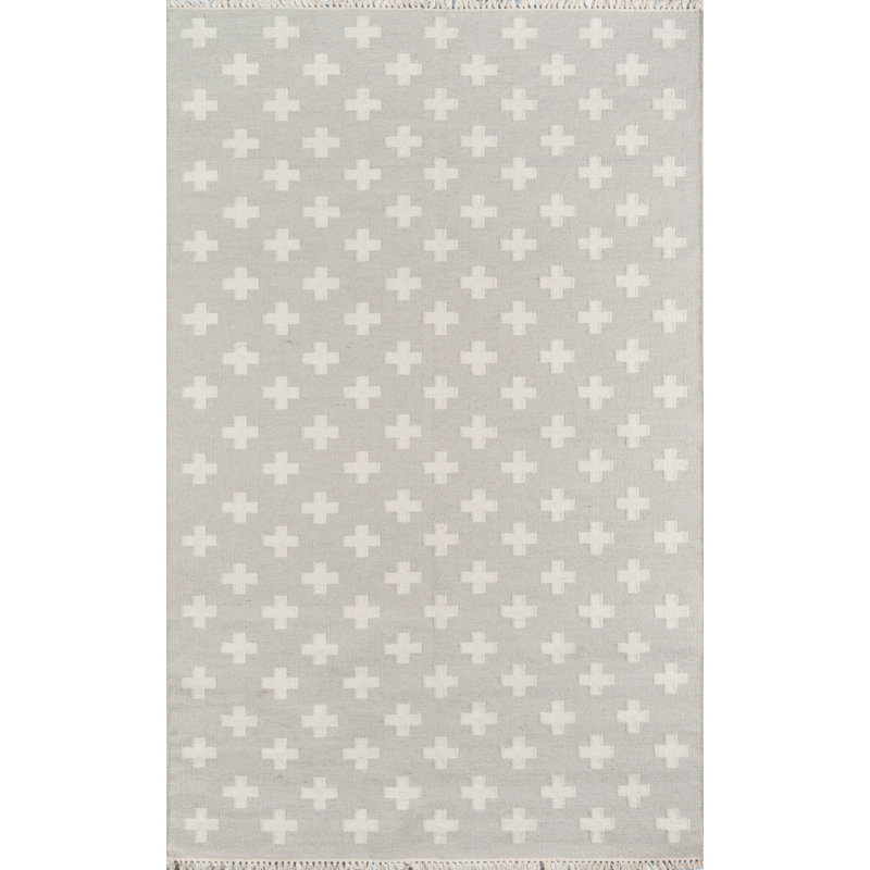 Topanga Handmade Gray Geometric Wool Rug - Easy Care & Stain-Resistant