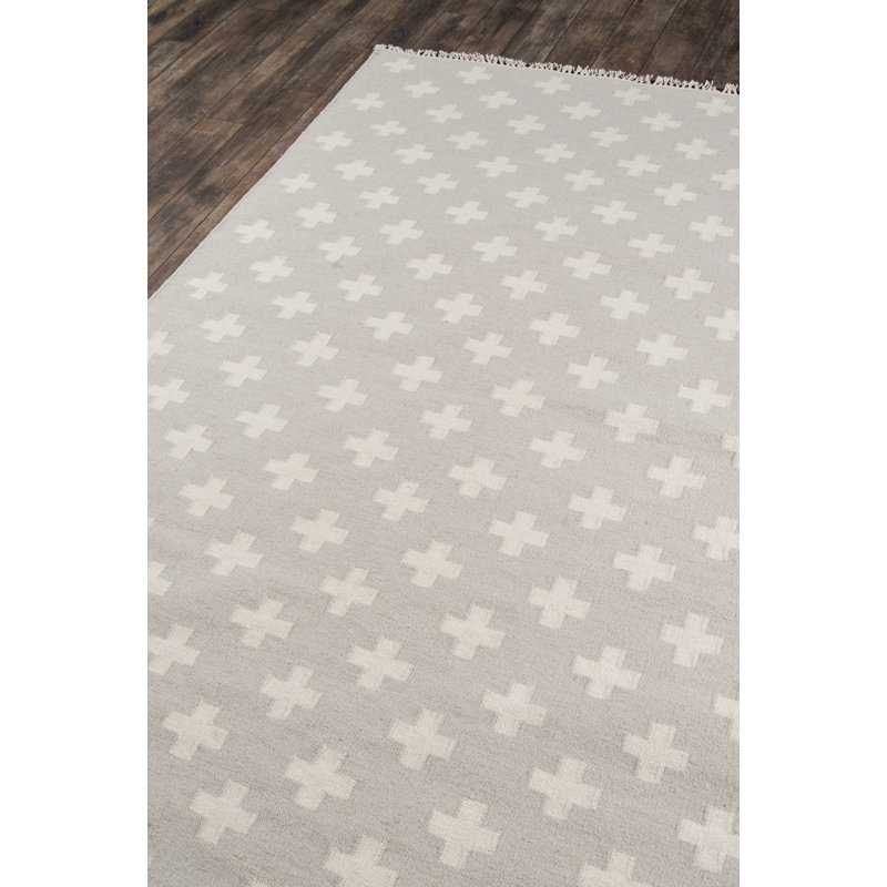 Topanga Handmade Gray Geometric Wool Rug - Easy Care & Stain-Resistant