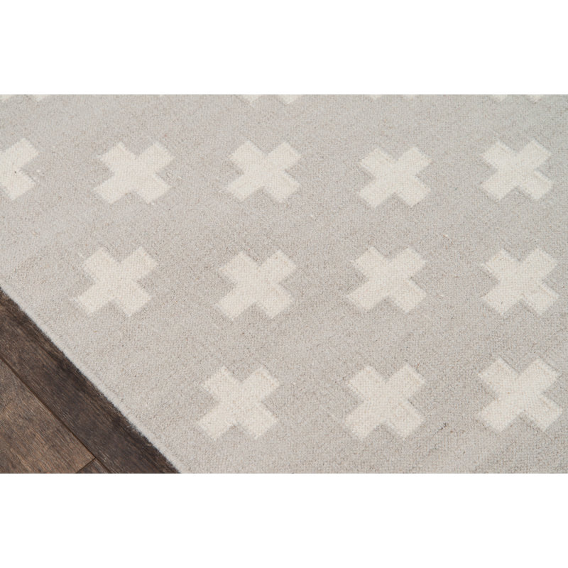 Topanga Handmade Gray Geometric Wool Rug - Easy Care & Stain-Resistant