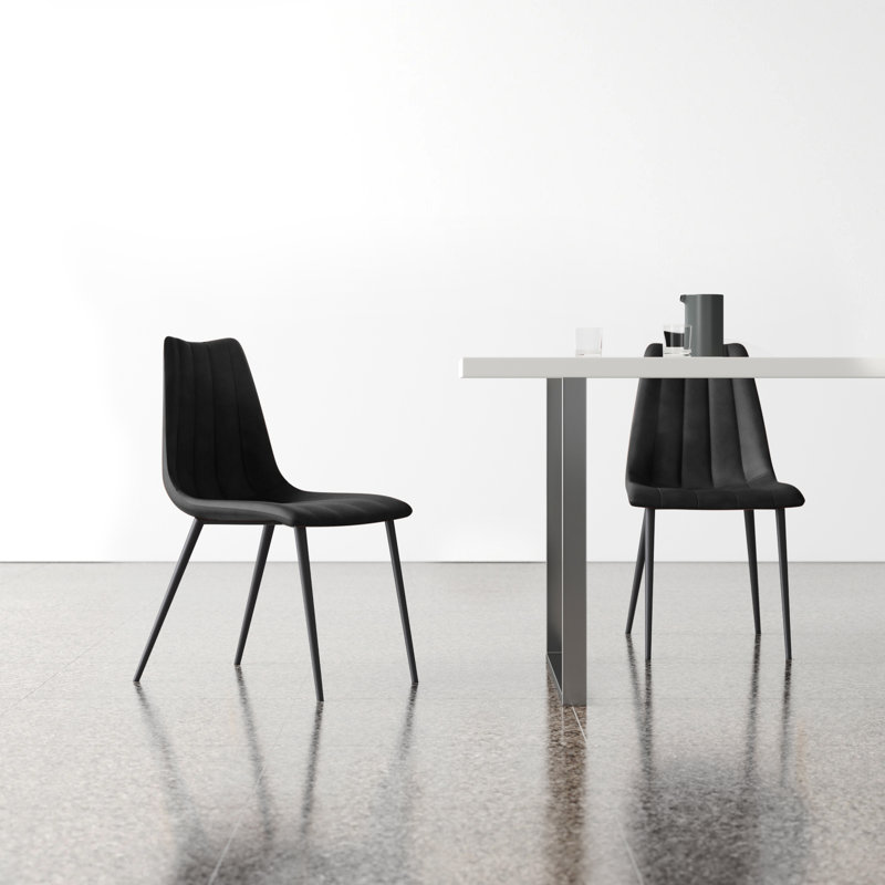 Black Faux Leather Upholstered Metal Side Chair Set