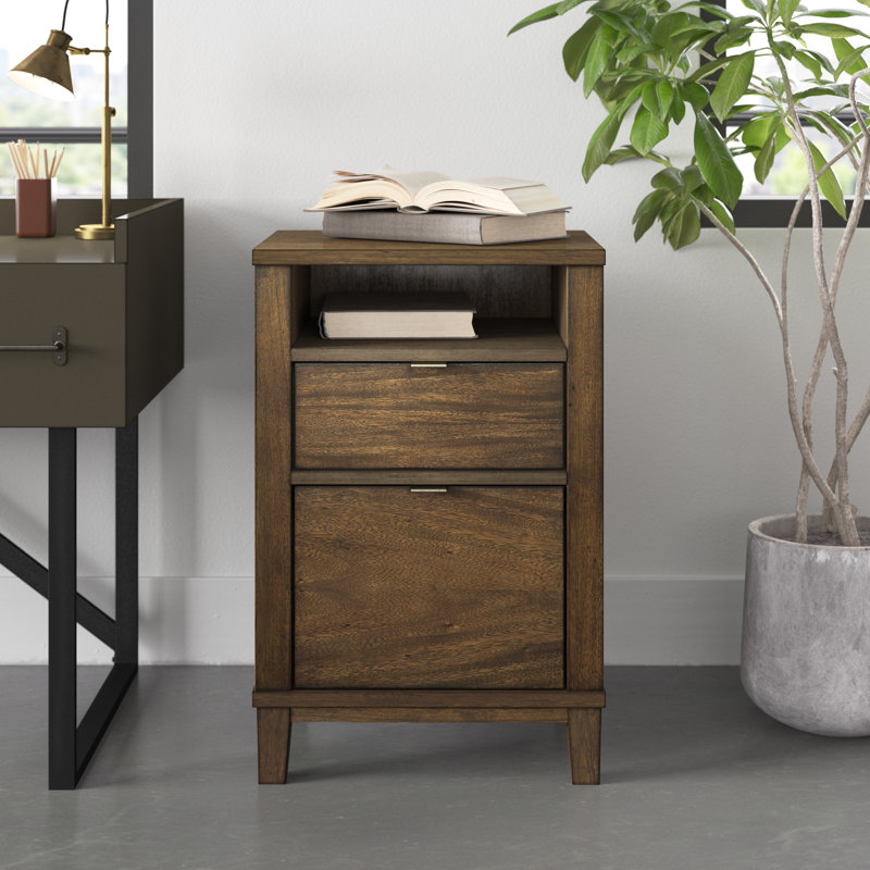 Transitional Oak Park 20" Brown Acacia 2-Drawer File Cabinet