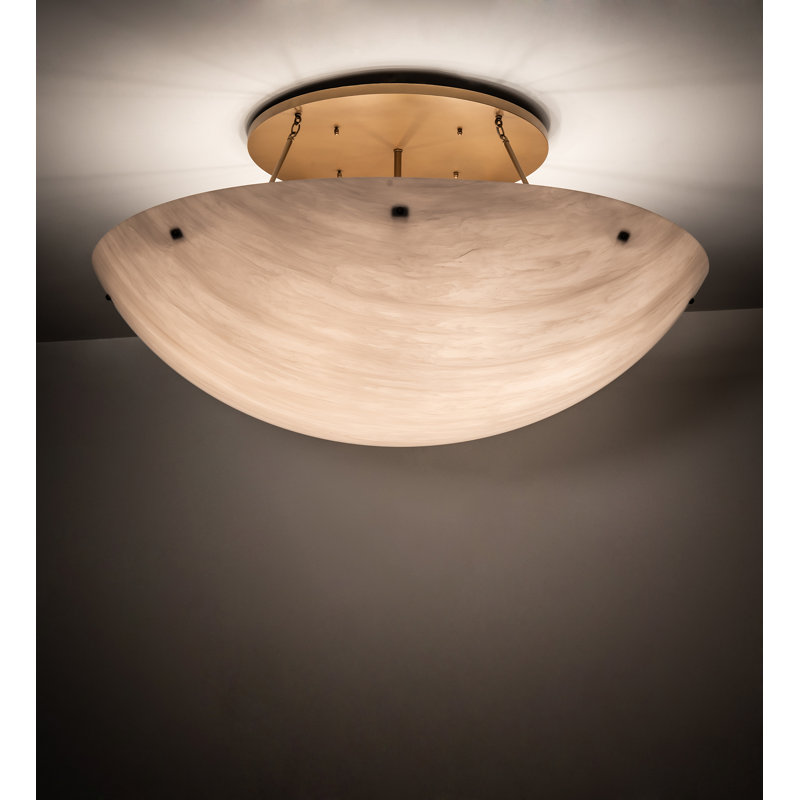 Gold Metallic 12-Light Flush Mount with White Acrylic Shade