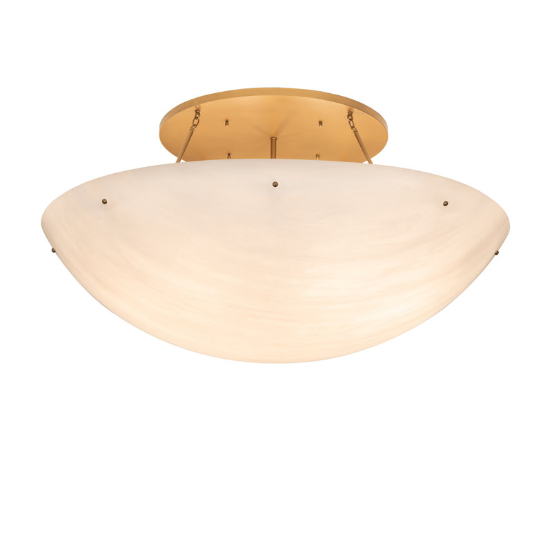 Gold Metallic 12-Light Flush Mount with White Acrylic Shade