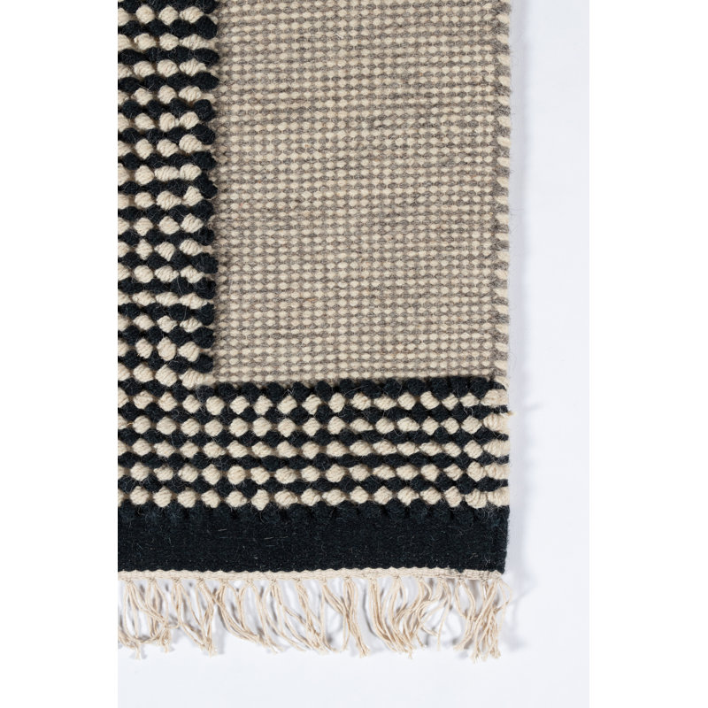 Karl Geometric Blue Wool 9' x 12' Handwoven Area Rug