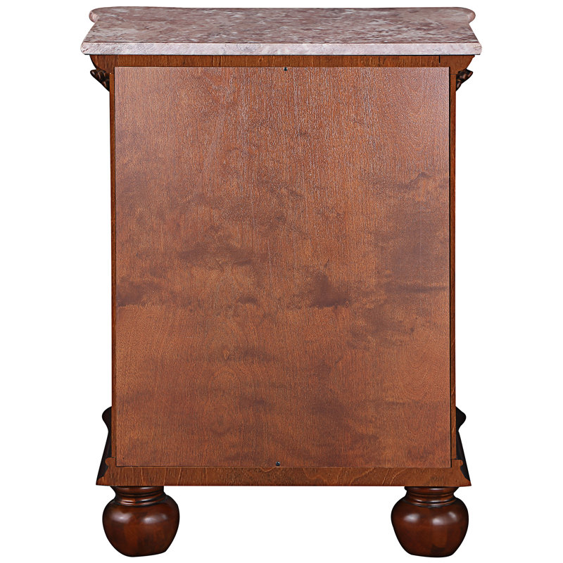 Cremona 22" Marble Top Wood End Table with Storage