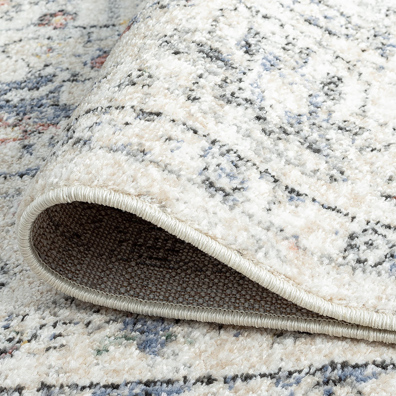 Ivory Medium Pile Oriental Synthetic Area Rug