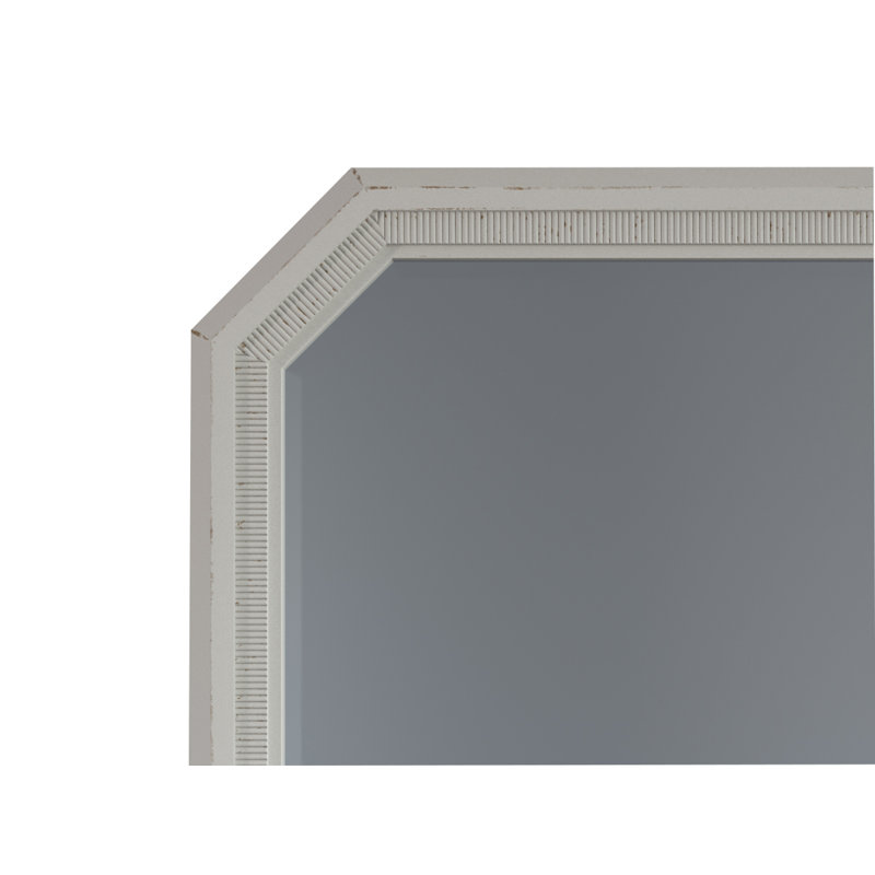 Vintage White Distressed Rectangular Wall Mirror with Resin Frame