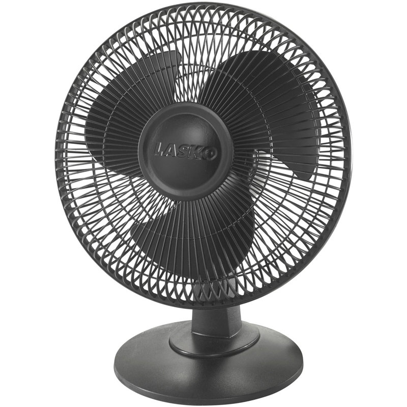 Lasko 12" Black Oscillating Desk Fan with 3 Speeds and Tilt Head