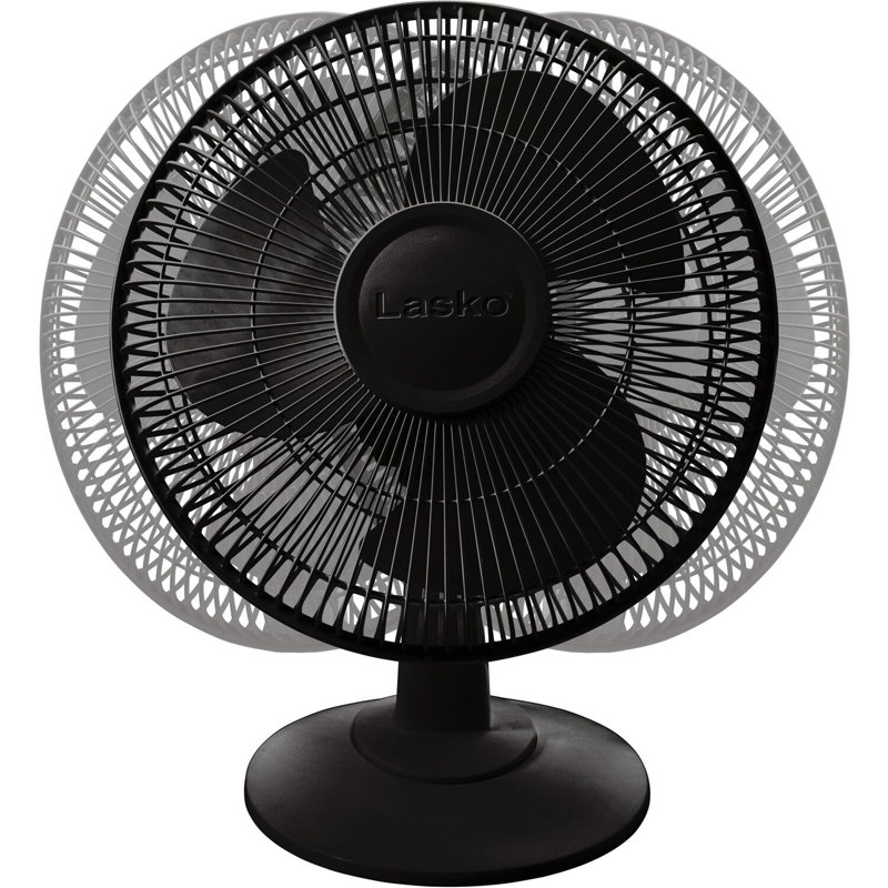Lasko 12" Black Oscillating Desk Fan with 3 Speeds and Tilt Head