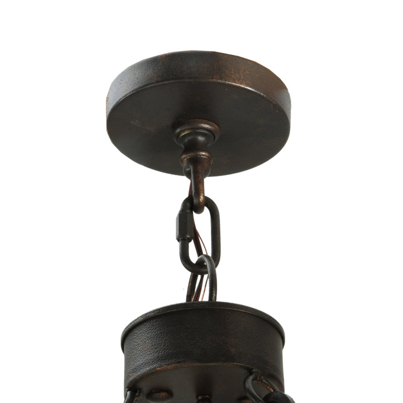 Fisherman 6-Light Copper Rust Outdoor Pendant with Glass Shade