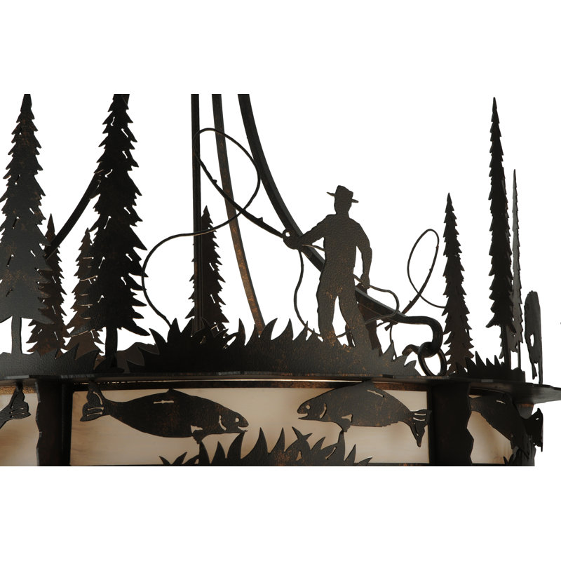 Fisherman 6-Light Copper Rust Outdoor Pendant with Glass Shade