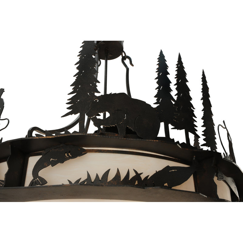 Fisherman 6-Light Copper Rust Outdoor Pendant with Glass Shade